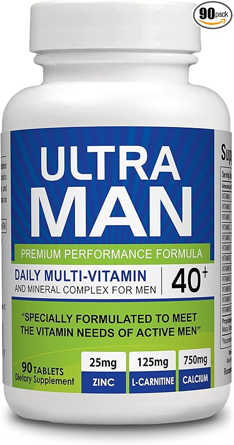 Ultra Man - Multi-Vitamins 90 Tablets - Premium Performance Formula 100% Natural - Multivitamins for Man - Dietary Supplement