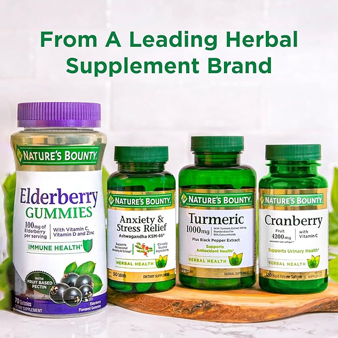 Nature's Bounty Cranberry, Herbal Health Supplement with Vitamin C, Supports Urinary Health, 4200mg, 120 Softgels