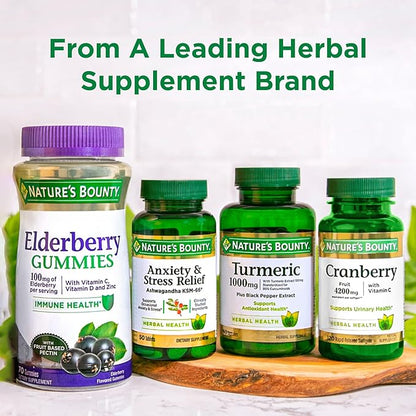 Nature's Bounty Cranberry, Herbal Health Supplement with Vitamin C, Supports Urinary Health, 4200mg, 120 Softgels