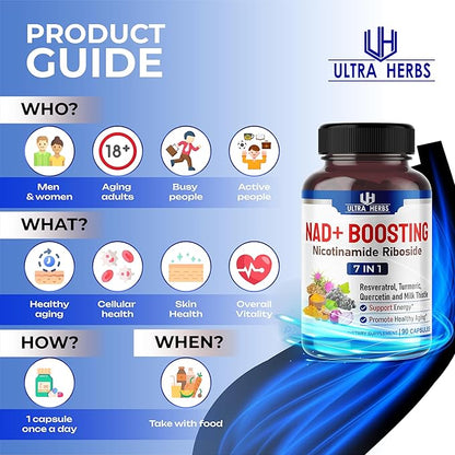 NAD+ Supplement 14,300mg with Nicotinamide Riboside NR, Trans Resveratrol, Quercetin - Support Cellular Energy, Longevity, Healthy Aging *USA made & tested* (90 Count (Pack of 1))