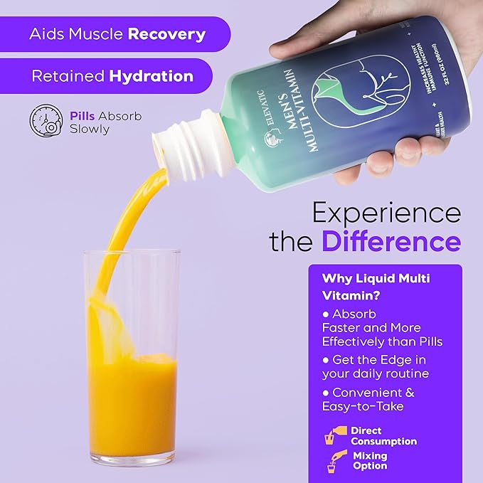 Multivitamin for Men | 32 Fl.oz (960ml) | Superior Tasting | All Natural | Energy Booster Liquid Multivitamin | Advanced Nutritional Support for A Healthy Lifestyle