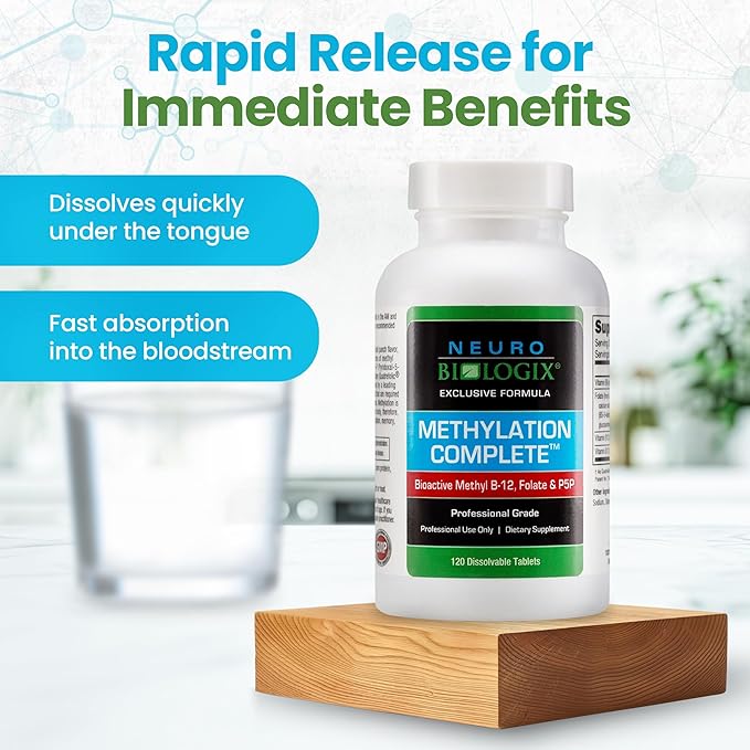 Methylation Complete in Fast-Dissolving Tablets - Methylated B Complex Vitamins to Aid Over 200 Body Processes - Supports Energy, Cell Function & Immunity - Enhanced Absorption with B12, B6 & Folate