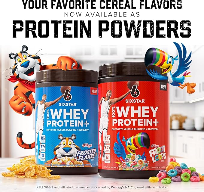 Six Star Whey Protein Powder Plus | Muscle Building & Recovery Plus Immune Support | Muscle Builder for Men & Women | Kellogg’s Frosted Flakes Flavor | 1.8lb