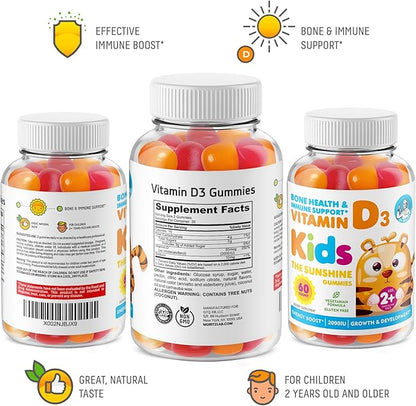 DR. MORITZ Vitamin D Gummies for Kids & Adults 2000 IU - High-Absorption Natural Vitamin D3 Chewable Gummy Supplements 1000IU - Vegetarian Gelatin-Free Immune Support Vitamins for Children (120 Count)