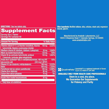 Time Release Super Vitamin B Complex - 60 Tablets for Heart, Brain, Eyes, Digestion, Nervous System, and Energy Levels - Complete B Complex Vitamins for Men and Women - T.R.I. B Plex Multivitamin