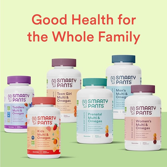 SmartyPants Kids Fiber & Veggies: Prebiotic Fiber Gummies for Kids, Fiber Supplement with Inulin, Organic Green Veggie Blend, Vegan, Gluten Free, Mixed Berry Flavor, 60 Count (30 Day Supply)