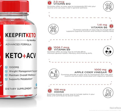 (3 Pack) KeepFit Keto ACV Gummies, Official Keep Fit Keto+ACV Gummies, Premium Apple Cider Vinegar, All Natural Keto Plus ACV Formula, ACV Keto Gomitas Reviews (180 Gummies)