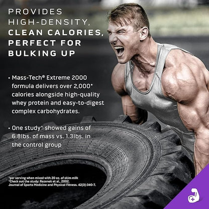 MuscleTech Mass Gainer Protein Powder, Mass-Tech Extreme 2000, Muscle Builder Whey Protein Powder, Protein + Creatine + Carbs, Max-Protein Weight Gainer for Women & Men, Vanilla, 20 lbs