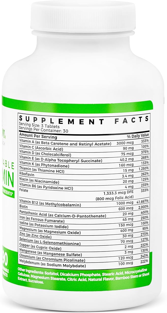 BariSlim Chewable Bariatric Multivitamin - 45mg Iron - Tailored for Post Bariatric Surgery, Including Gastric Bypass & Gastric Sleeve - Support Your Recovery Journey | Strawberry Flavor