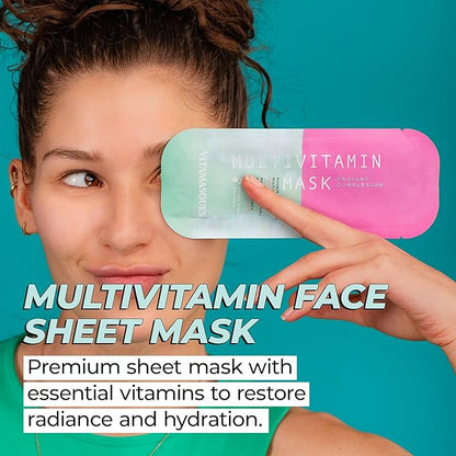 Vitamasques Multivitamin Face Mask, 8-Pack - Hydrating and Nourishing for Radiant Skin, Provides Vitamins B, C & E