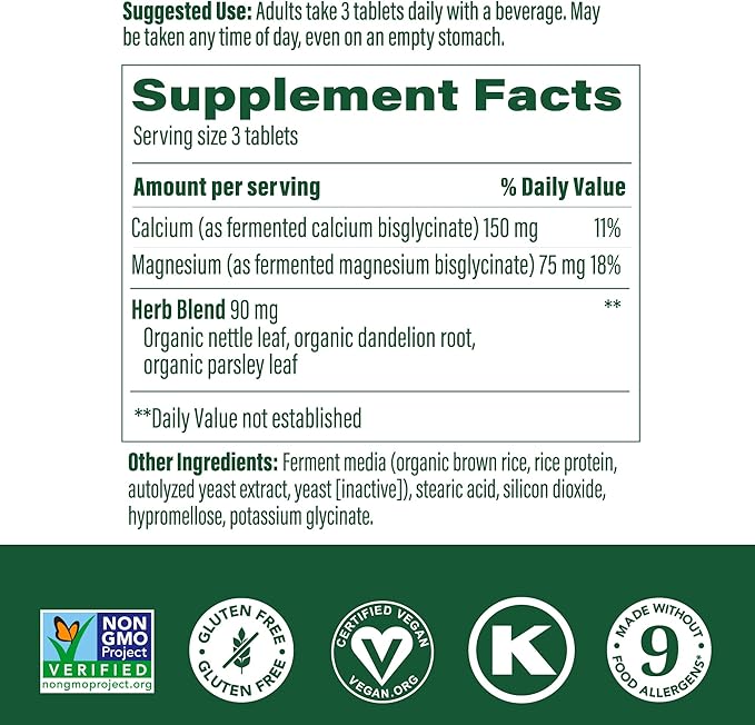 MegaFood Calcium Magnesium Supplement - with fermented Magnesium Glycinate - Supports Bone Health & Heart Health - Calcium & Magnesium Supplement for Men & Women - Non-GMO - 90 Tabs (30 Servings)