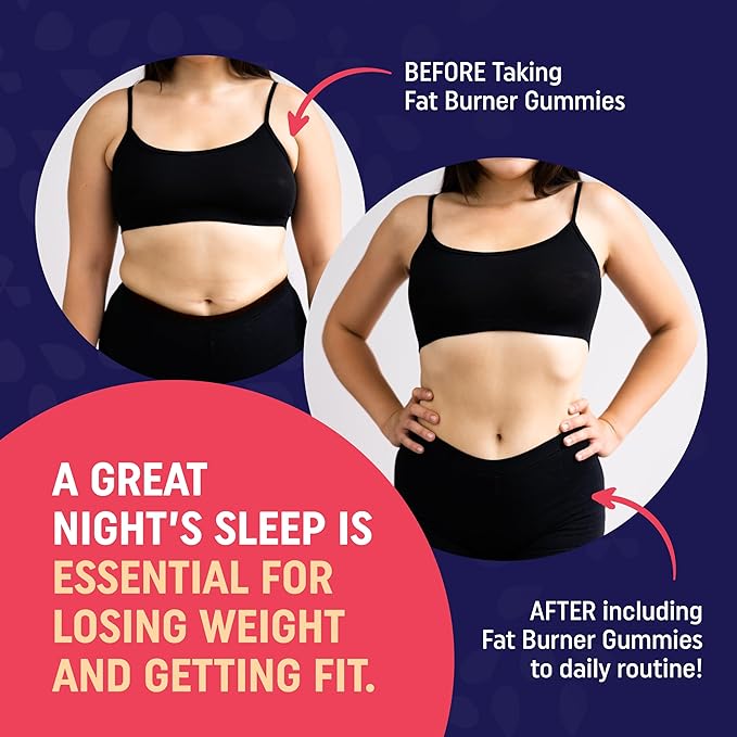 Night Time Fat Burner Gummies with Zero Sugar for Sleep & Weight Loss Support | Hunger Suppressant & Metabolism Booster, Shred Belly Fat While You Sleep | Diet Supplement for Women & Men | 60 Ct.