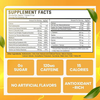 Morning Buzz Energy Drink Powder - Energy Boost Drink Mix - Sugar-Free Energy with Antioxidants - Morning Kickstart and Sports Nutrition Endurance Product - 30 Servings, Orange Burst, 8 Ounces