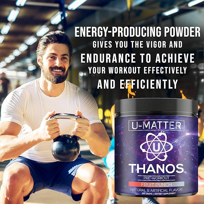 Thanos Pre-Workout Powder | Includes L-Taurine, Betaine Anhydrous, L-Arginine, L-Citrulline Malate & L-Tyrosine | Fruit Punch Flavored PreWorkout | Energy Boost, Pump, & Focus - 30 Servings