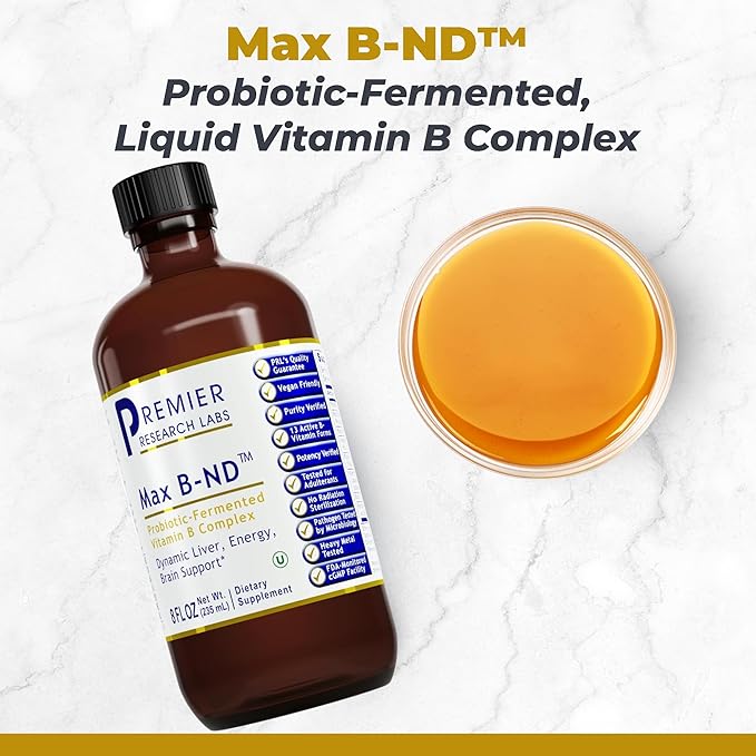 Premier Research Labs: Max B-ND Liquid Vitamin B-Complex for Liver & Brain Health - Sublingual Drops for Energy, Immune - 8 fl oz - Thiamin, B12, B6 & More - for Men, Women, Kids