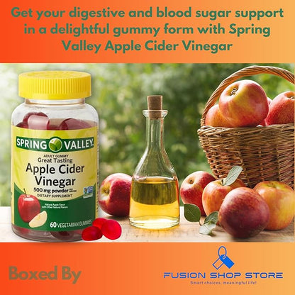 Spring Valley Apple Cider Vinegar Gummies- 500 mg 60 Ct (Pack 1), Boxed by Fusion Shop Store
