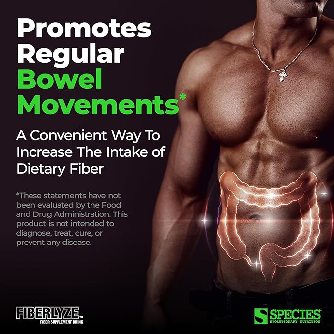 Species Nutrition Fiberlyze Fiber Supplement, Psyllium Based Soluble & Insoluble Fiber Powder for Healthy Colon, Digestive Functions (Mango, 30 Servings)