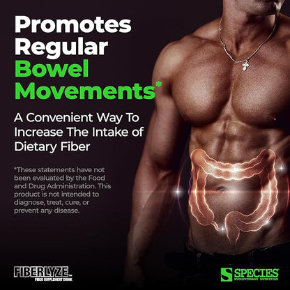 Species Nutrition Fiberlyze Fiber Supplement, Psyllium Based Soluble & Insoluble Fiber Powder for Healthy Colon, Digestive Functions (Mango, 30 Servings)