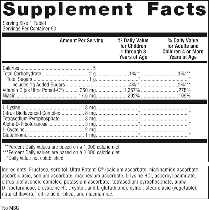 Metagenics Ultra Potent-C Chewable - for Immune & Antioxidant Support* - with L-Cysteine & L-Lysine - Chewable VIT C - Natural Orange Blast Flavor - Bioflavonoids Supplements - 90 Tablets