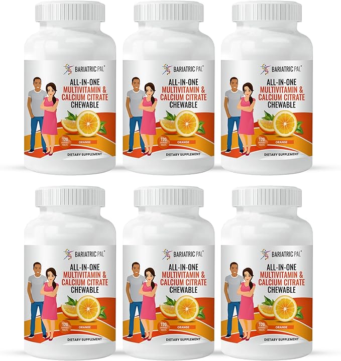 BariatricPal "All-in-ONE Chewable Multivitamin with Calcium Citrate & Iron - Orange (180-Day Supply)
