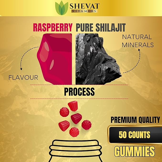 Authentic Himalayan Shilajit gummies 1000mg-Non GMO Raspberry cured pure shilajit gummies for Men&Women Shilajit Pure Himalayan organic Gummies with Trace Minerals&Fulvic Acid organic-Immunity Support