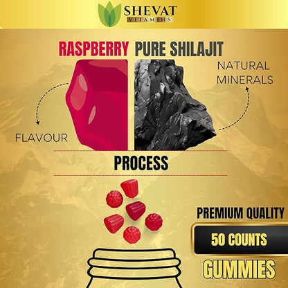 Authentic Himalayan Shilajit gummies 1000mg-Non GMO Raspberry cured pure shilajit gummies for Men&Women Shilajit Pure Himalayan organic Gummies with Trace Minerals&Fulvic Acid organic-Immunity Support