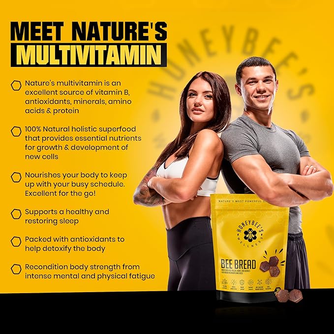 Honeybee's Wellness Bee Bread Natural Multivitamin Superfood | Bee Pollen, Propolis & Berries, 240+ Nutrients, Amino Acids, Minerals & Protein for Energy, Immunity & Vitality from Honey Bees