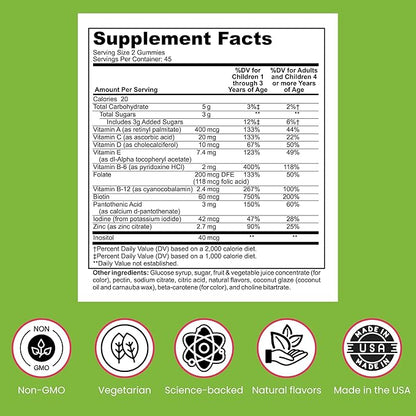 Kids Multivitamin Gummies - Bear-Shaped Kids Vitamin Gummies for Immune Support and Growth - Non-GMO, Vegetarian Daily Gummies - Exciting Flavors - Multivitamins for Kids - 45 Servings