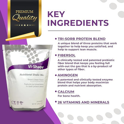 Vi Shape Original Nutritional Shake Mix Sweet Cream Flavor | 22oz (3 Bags, 72 Servings)