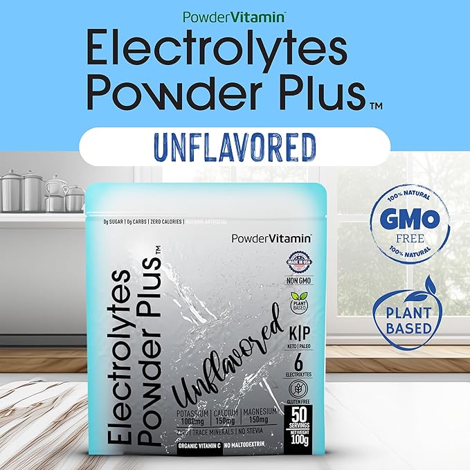 Electrolytes Powder Plus (50 Servings) Unflavored Electrolyte Powder Keto, Sugar Free, Pink Himalayan Salt.,1000mg Potassium,150mg Calcium,150mg Magnesium, Hydration Powder NO STEVIA