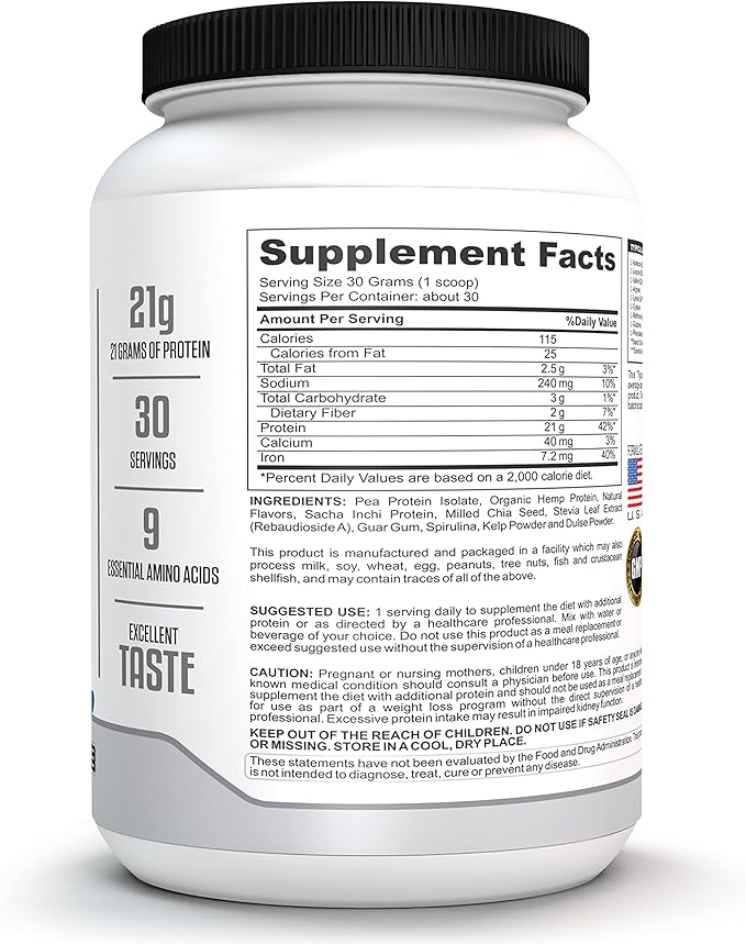 Runner Protein (Vanilla) – Plant-Based Protein Powder for Drinks & Shakes – 21g Protein with 9 Essential Amino Acids - Post-Running Workout – GMP Certified Running Supplement - 30 Servings