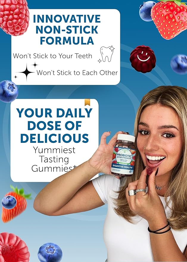 Lunakai USA Made Probiotic Gummies - 5 Billion CFUs, Vegan, Non-GMO, Gluten-Free - Digestive & Immune Support for Women & Men - 60 Chewable Gummies