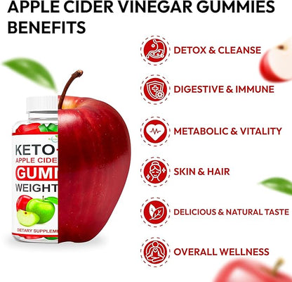 Keto ACV Gummies Advanced Weight Loss - ACV Keto Gummies Supplement for Women and Men - Metabolism, Detox, Cleanse - Apple Cider Vinegar Kelly Clarkson - Ginger + Apple Flavor - 61 CT