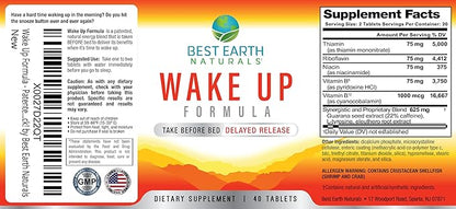Best Earth Naturals Wake Up Formula, Supplement Delayed Time Release Energy 40 Count