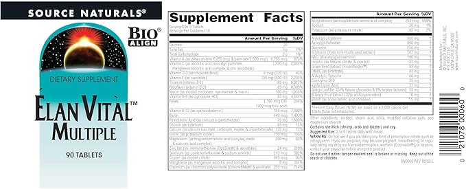 Source Naturals Elan Vital Multiple, for Multiple Body System Support* - 90 Tablets