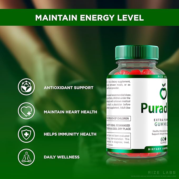 Puradrop Extra Power Gummies for Weight Loss Management, Extra Strength, Keto ACV (Apple Cider Vinegar) Gummy Supports Healthy Metabolism (120 Gummies)