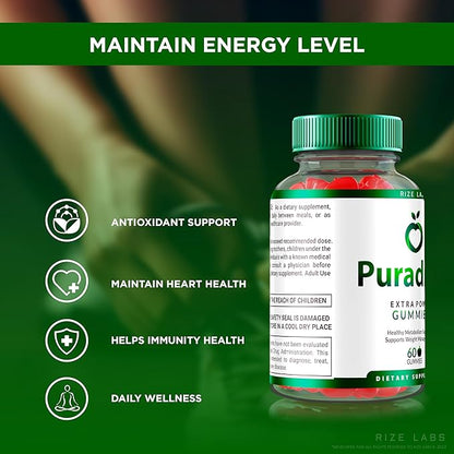 Puradrop Extra Power Gummies for Weight Loss Management, Extra Strength, Keto ACV (Apple Cider Vinegar) Gummy Supports Healthy Metabolism (120 Gummies)