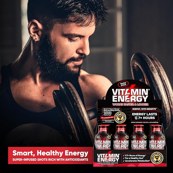 Pre Workout Vitamin Energy Drink - Keto Friendly Sugar Free Shots | Natural Clean Green Tea Caffeine with Proprietary Endurance Blend | Energize up to 7+ Hours - Berry - 1.93 Fl Oz (Pack of 12)