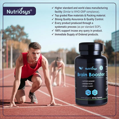 Brain Booster 90 Veggie Capsules, Dietary Supplement for Healthy System, Vitamin Capsules for Men, Women and Adults, Multivitamins Capsules for Brain, Vitamin Supplements.
