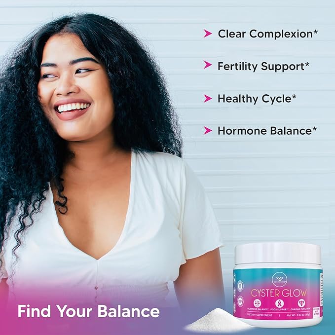 Cyster Glow Premium Myo-Inositol and D-Chiro Inositol Powder PCOS Supplement for Women -Ideal 40:1 Ratio-Hormone Balance, Fertility, Healthy Ovarian Function -Vitamin B8-30 Day Supply