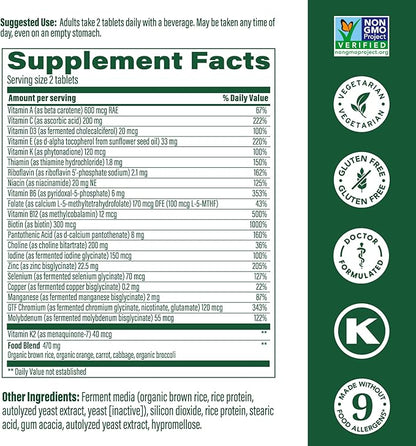 MegaFood Men's Advanced Multivitamin for Men - Doctor -Formulated - Choline, Vitamin B12, Vitamin D, Vitamin C & Zinc - Brain Health & Immune Support - Non-GMO - Vegetarian - 60 Tabs (30 Servings)