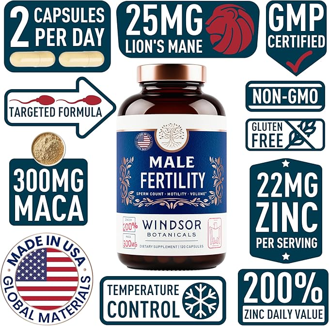 Fertility Supplements for Men Prenatal Vitamins - Conception for Him Male Fertility Vitamin and Fertility Support Supplement - Zinc, Maca, Ashwagandha, L Arginine - 2-Pack, 240 Fertility Pills