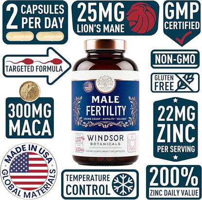 Fertility Supplements for Men Prenatal Vitamins - Conception for Him Male Fertility Vitamin and Fertility Support Supplement - Zinc, Maca, Ashwagandha, L Arginine - 2-Pack, 240 Fertility Pills
