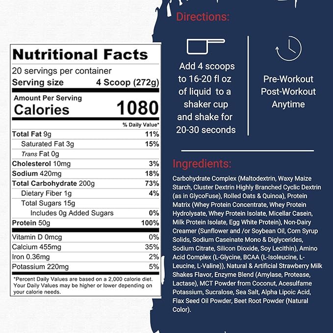 Gaspari Nutrition Real Mass Advanced Weight Gainer, Strawberry Milkshake, 12 Pound