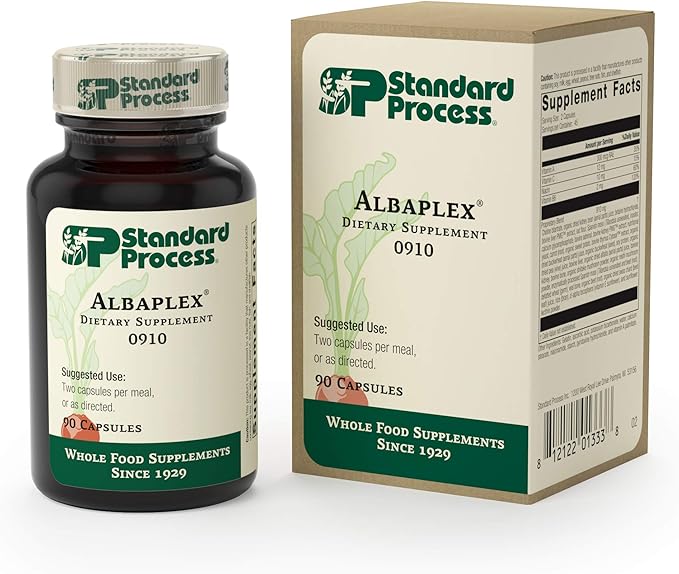 Standard Process Albaplex - Immune Support, Kidney Support, and Liver Support with Vitamin A, Vitamin C, Niacin, Vitamin B6, Oat Flour, Spanish Moss - 90 Capsules