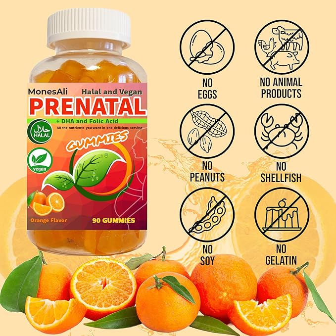 Supplemens, Halal Prenatal Vitamins for Women, Womens Multivitamin Gummy, Prenatal Gummies, Vitamins with Iron DHA Folate and folic Acid, Vegan Prenatal Vitamins, Pregnancy Must Haves