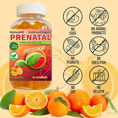 Supplemens, Halal Prenatal Vitamins for Women, Womens Multivitamin Gummy, Prenatal Gummies, Vitamins with Iron DHA Folate and folic Acid, Vegan Prenatal Vitamins, Pregnancy Must Haves