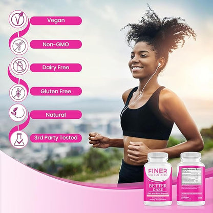 Better Daze- PMS Relief Supplements and Hormonal Support For Women 18+ with Vitamin B6, 60 Capsules