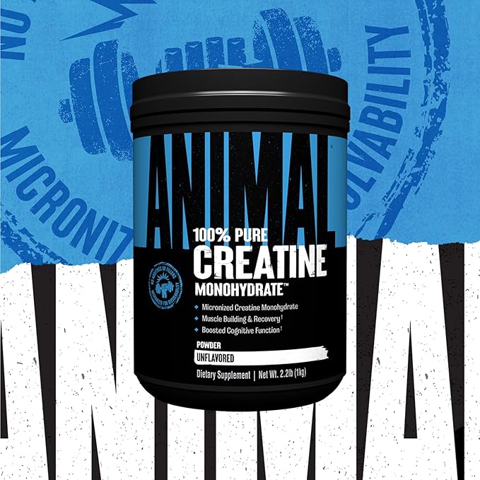 Animal Micronized Creatine Monohydrate Powder - Delays Muscle Fatigue, Supports Muscle Growth, Endurance, ATP Production, Cognitive Function, Strength, and Recovery for Men & Women - Unflavored, 1000g