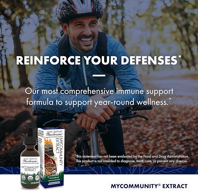 Host Defense MyCommunity Extract - 17 Species Blend Mushroom Supplement for Immune Support - Extract with Lion's Mane, Reishi. Chaga, Cordyceps, Turkey Tail & More - 4 fl oz (120 Servings)*